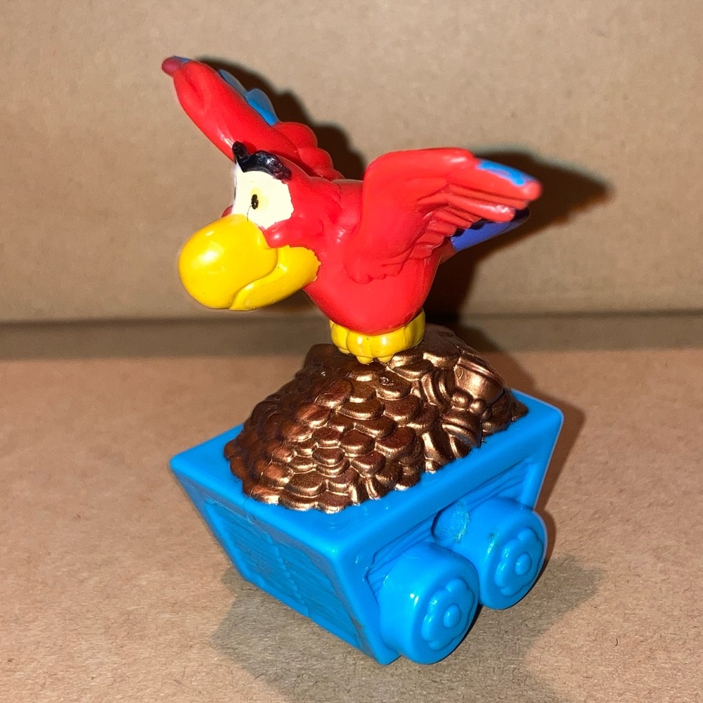 Iago the Parrot in Gold Miner Car from Aladdin 1996 McDonalds Happy Meal Toy
